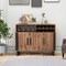Brown Home 2 Tier Wine Bar Cabinet with 3 Doors and Adjustable Shelves Ideal for Home or Bar
